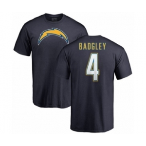 NFL Nike Los Angeles Chargers #4 Michael Badgley Navy Blue Name & Number Logo T-Shirt