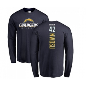 NFL Nike Los Angeles Chargers #42 Uchenna Nwosu Navy Blue Backer Long Sleeve T-Shirt
