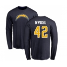 NFL Nike Los Angeles Chargers #42 Uchenna Nwosu Navy Blue Name & Number Logo Long Sleeve T-Shirt