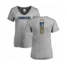 Football Women's Los Angeles Chargers #97 Joey Bosa Ash Backer T-Shirt