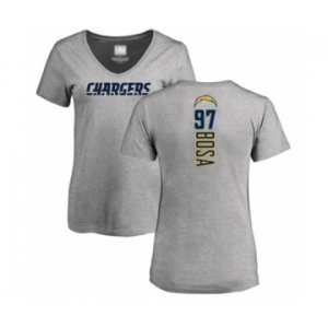 Football Women's Los Angeles Chargers #97 Joey Bosa Ash Backer T-Shirt