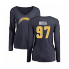 Football Women's Los Angeles Chargers #97 Joey Bosa Navy Blue Name & Number Logo Long Sleeve T-Shirt