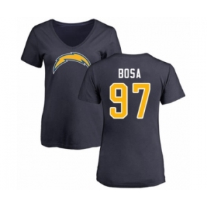 Football Women's Los Angeles Chargers #97 Joey Bosa Navy Blue Name & Number Logo T-Shirt