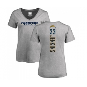 NFL Women's Nike Los Angeles Chargers #23 Rayshawn Jenkins Ash Backer T-Shirt
