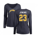 NFL Women's Nike Los Angeles Chargers #23 Rayshawn Jenkins Navy Blue Name & Number Logo Long Sleeve T-Shirt