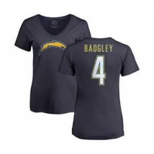 NFL Women's Nike Los Angeles Chargers #4 Michael Badgley Navy Blue Name & Number Logo T-Shirt