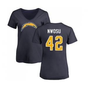 NFL Women's Nike Los Angeles Chargers #42 Uchenna Nwosu Navy Blue Name & Number Logo T-Shirt