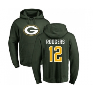 Football Green Bay Packers #12 Aaron Rodgers Green Name & Number Logo Pullover Hoodie