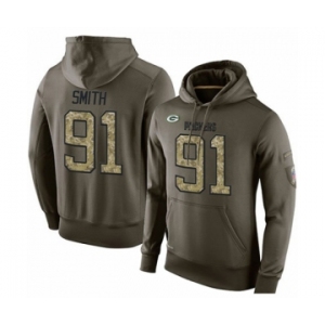 Football Men's Green Bay Packers #91 Preston Smith Green Salute To Service Pullover Hoodie