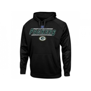 Green Bay Packers Majestic Black Synthetic Hoodie Sweatshirt