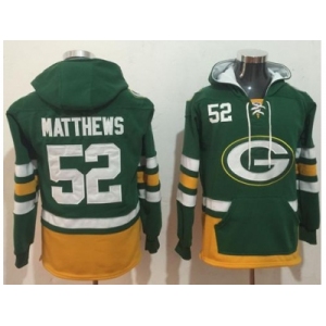 Nike Green Bay Packers #52 Clay Matthews Green Gold Name & Number Pullover NFL Hoodie