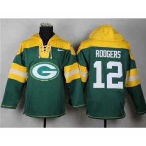 nike nfl jerseys green bay packers #12 aaron rodgers yellow-green[pullover hooded sweatshirt]