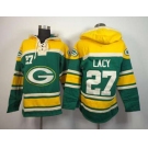 nike nfl jerseys green bay packers #27 lacy green-yellow[pullover hooded sweatshirt]