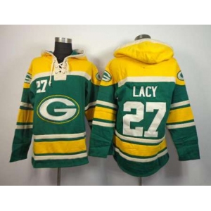 nike nfl jerseys green bay packers #27 lacy green-yellow[pullover hooded sweatshirt]