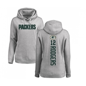Football Women's Green Bay Packers #12 Aaron Rodgers Ash Backer Hoodie