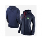 Women Nike Green Bay Packers Full-Zip Performance Hoodie Dark Blue
