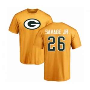 Football Green Bay Packers #26 Darnell Savage Jr. Gold Name & Number Logo T-Shirt