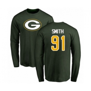 Football Green Bay Packers #91 Preston Smith Green Name & Number Logo Long Sleeve T-Shirt
