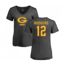 Football Women's Green Bay Packers #12 Aaron Rodgers Ash One Color T-Shirt