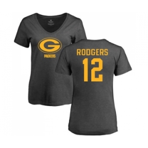 Football Women's Green Bay Packers #12 Aaron Rodgers Ash One Color T-Shirt
