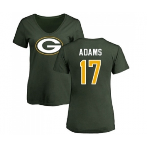 Football Women's Green Bay Packers #17 Davante Adams Green Name & Number Logo T-Shirt