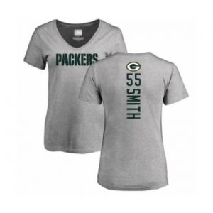 Football Women's Green Bay Packers #55 Za'Darius Smith Ash Backer V-Neck T-Shirt