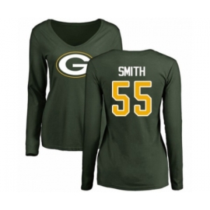 Football Women's Green Bay Packers #55 Za'Darius Smith Green Name & Number Logo Long Sleeve T-Shirt