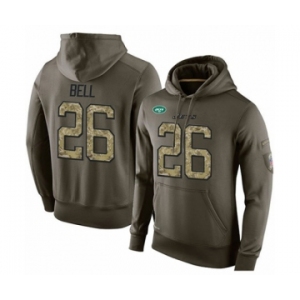 Football Men's New York Jets #26 Le'Veon Bell Green Salute To Service Pullover Hoodie