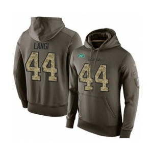 Football Men's New York Jets #44 Harvey Langi Green Salute To Service Pullover Hoodie