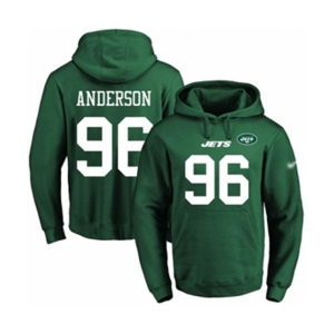 Football Men's New York Jets #96 Henry Anderson Green Name & Number Pullover Hoodie