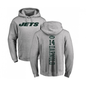 Football New York Jets #14 Sam Darnold Ash Backer Pullover Hoodie