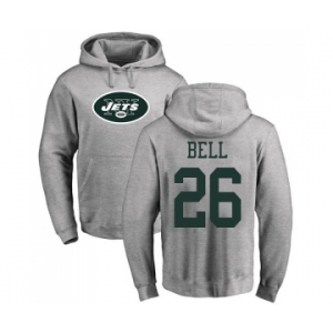 Football New York Jets #26 Le'Veon Bell Ash Name & Number Logo Pullover Hoodie