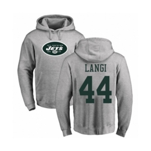 Football New York Jets #44 Harvey Langi Ash Name & Number Logo Pullover Hoodie