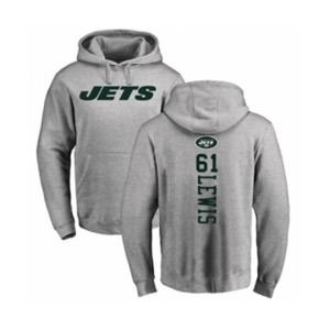 Football New York Jets #61 Alex Lewis Ash Backer Pullover Hoodie