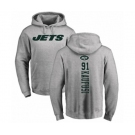 Football New York Jets #91 Bronson Kaufusi Ash Backer Pullover Hoodie