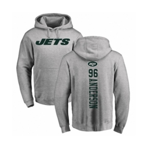 Football New York Jets #96 Henry Anderson Ash Backer Pullover Hoodie
