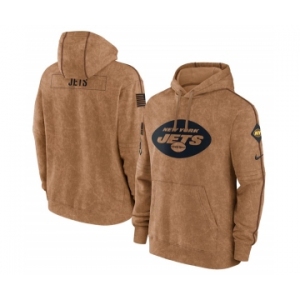 Men's New York Jets 2023 Brown Salute to Service Pullover Hoodie