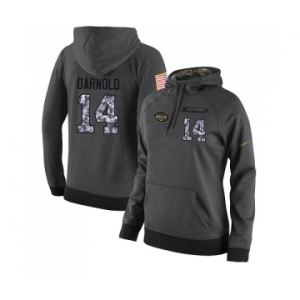 Football Women's New York Jets #14 Sam Darnold Stitched Black Anthracite Salute to Service Player Performance Hoodie