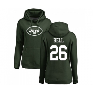 Football Women's New York Jets #26 Le'Veon Bell Green Name & Number Logo Pullover Hoodie