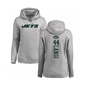 Football Women's New York Jets #44 Harvey Langi Ash Backer Pullover Hoodie