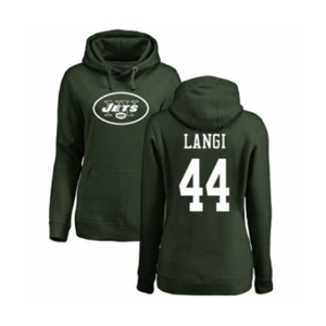 Football Women's New York Jets #44 Harvey Langi Green Name & Number Logo Pullover Hoodie