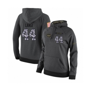Football Women's New York Jets #44 Harvey Langi Stitched Black Anthracite Salute to Service Player Performance Hoodie