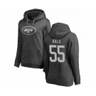 Football Women's New York Jets #55 Ryan Kalil Ash One Color Pullover Hoodie