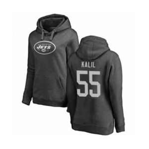 Football Women's New York Jets #55 Ryan Kalil Ash One Color Pullover Hoodie