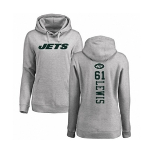 Football Women's New York Jets #61 Alex Lewis Ash Backer Pullover Hoodie