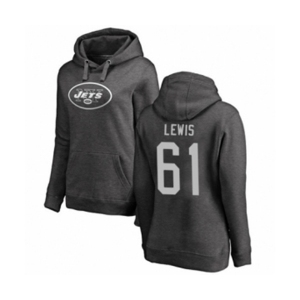 Football Women's New York Jets #61 Alex Lewis Ash One Color Pullover Hoodie