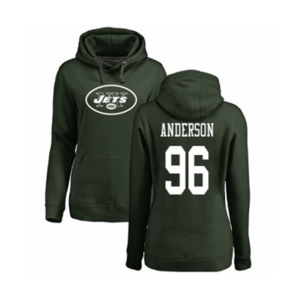 Football Women's New York Jets #96 Henry Anderson Green Name & Number Logo Pullover Hoodie
