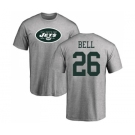 Football New York Jets #26 Le'Veon Bell Ash Name & Number Logo T-Shirt