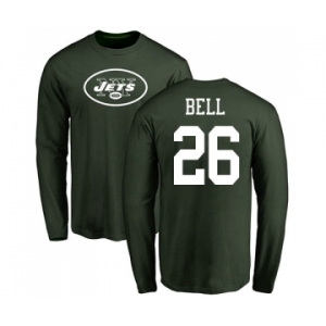 Football New York Jets #26 Le'Veon Bell Green Name & Number Logo Long Sleeve T-Shirt