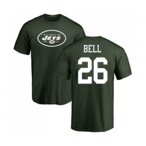 Football New York Jets #26 Le'Veon Bell Green Name & Number Logo T-Shirt